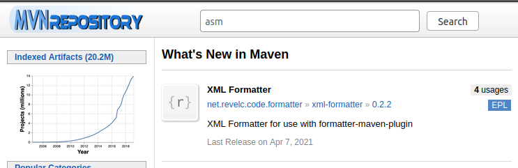 Searching for asm in Maven